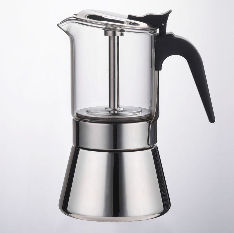 Stainless Steel Double-Valve Moka Pot High Borosilicate Glass Italian Moka Pot Coffee Pot Hand-Brewed Pot Extraction Pot Set