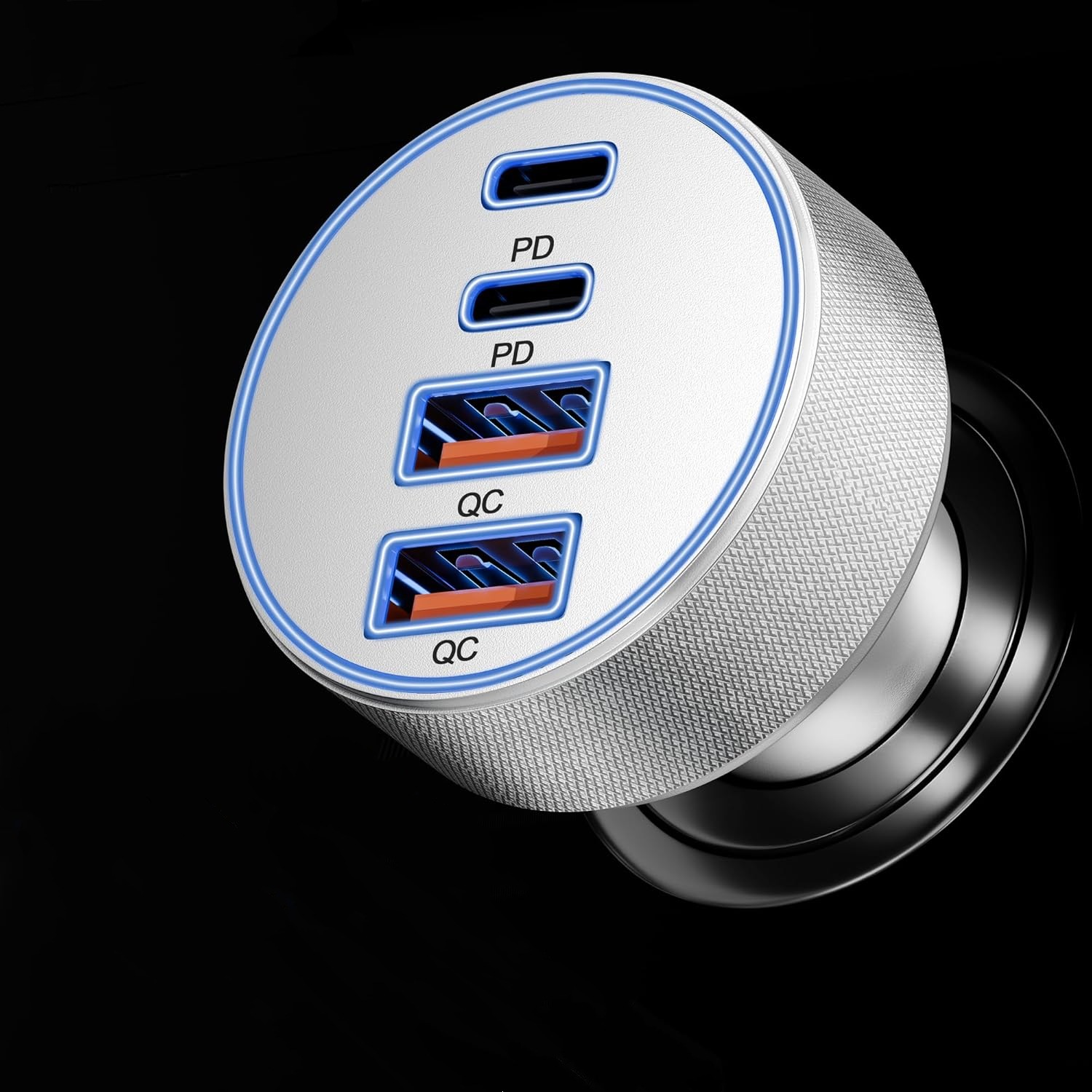 Cross-border one-to-four aluminum alloy super fast charging dual PD30W dual QC cigarette lighter car mobile phone charger factory