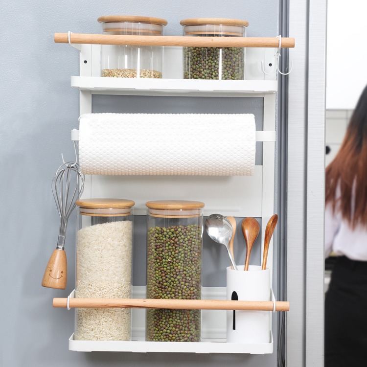 Japanese-Style Refrigerator Magnetic Absorption Storage Rack Side Storage Rack Wall-Mounted Multi-Layer Side Magnet Refrigerator Side Wall Hanger