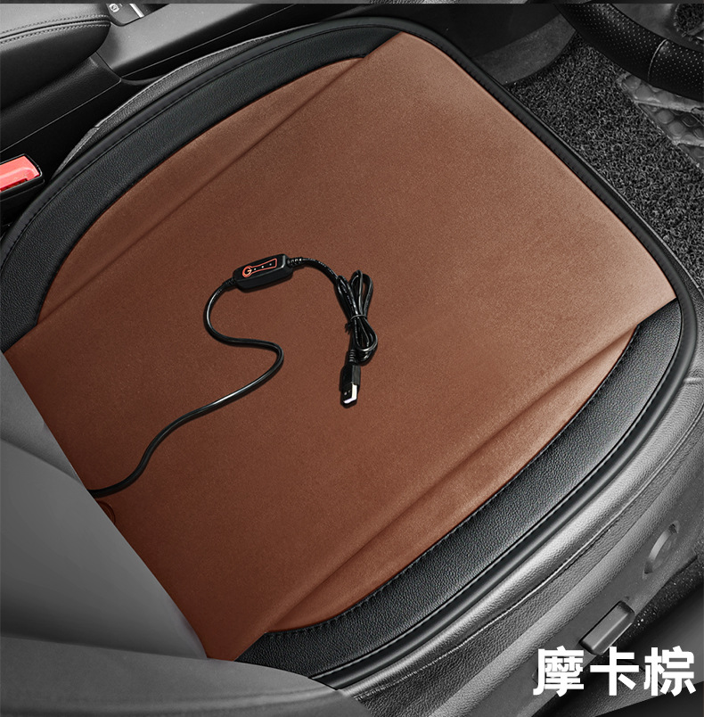Cross-border new car heated seat cushion, winter warming small square cushion, short plush heated pad, USB-powered seat pad, single piece