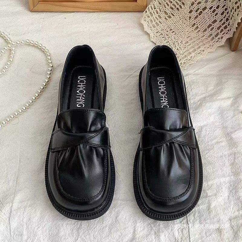 35-43 Large Size Women's Shoes 41 Wide Feet Fat Feet Mary Jane Shoes Autumn British Style Black Small Leather Shoes Loafers 42
