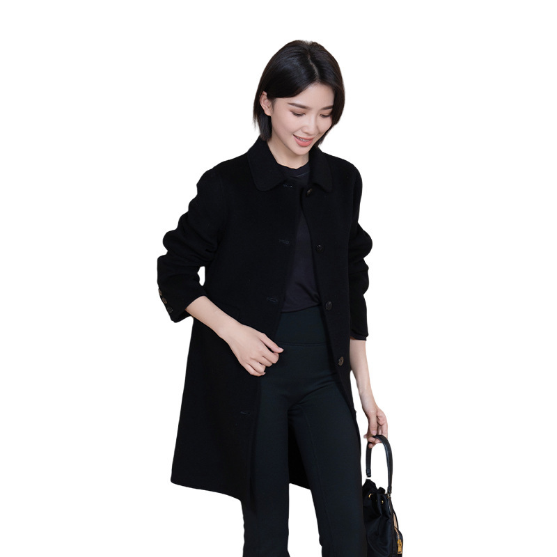 YUN韫冬季新款妈妈款中长款羊毛大衣女时尚厚双面大码风衣女外套|undefined