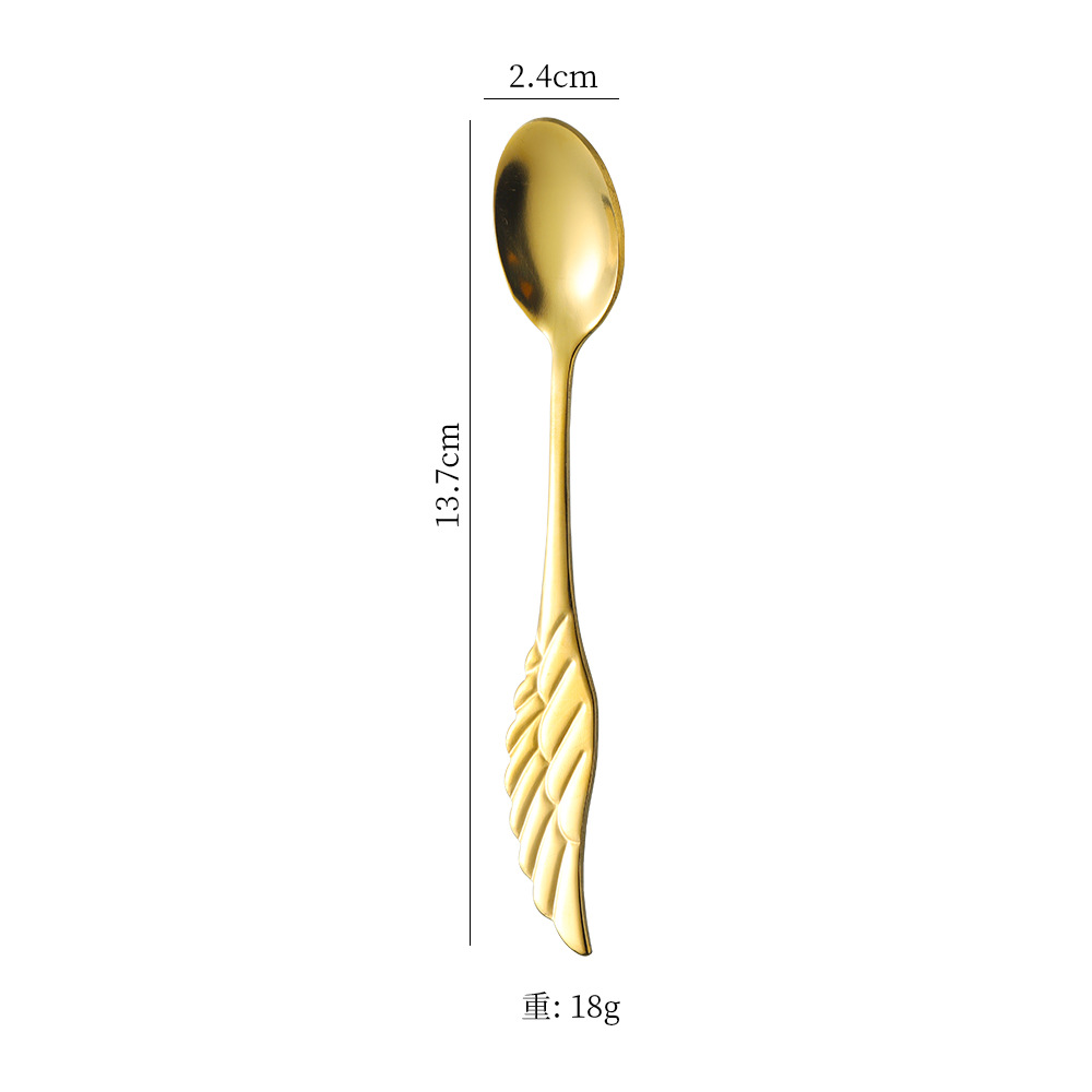 Cucchiaio da dessert in acciaio inossidabile con ali d'angelo, grazioso cucchiaio da caffè di alto valore estetico, cucchiaio da zuppa per uso domestico_voghion.com