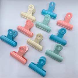彩色塑料圆形夹  简易办公文具夹子 63mm  票据资料固定夹大号