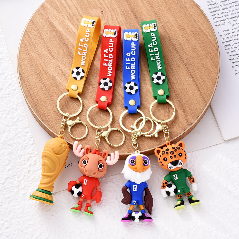New 2026 World Cup Keychain Cartoon Soft Plastic Fan Car Pendant Mascot Key Chain Gift Wholesale
