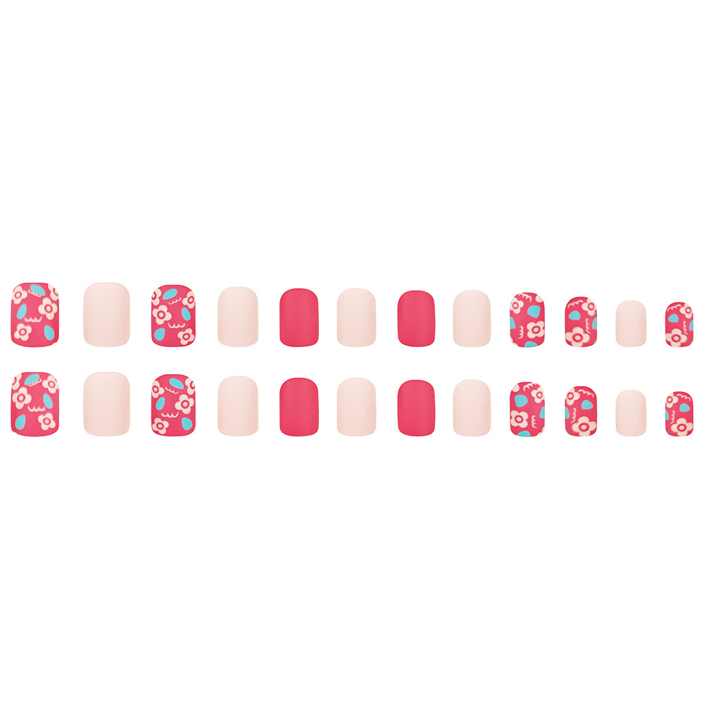 Rose esmaltado contrapeso flor manicure brillante dulce viento primavera y verano para usar 24 piezas de parche de uñas