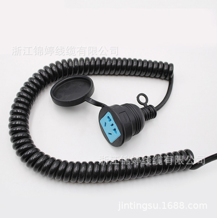 国规PVC/TPU材质尾插电源线PU弹簧线防水新能源充电桩插座+防尘盖