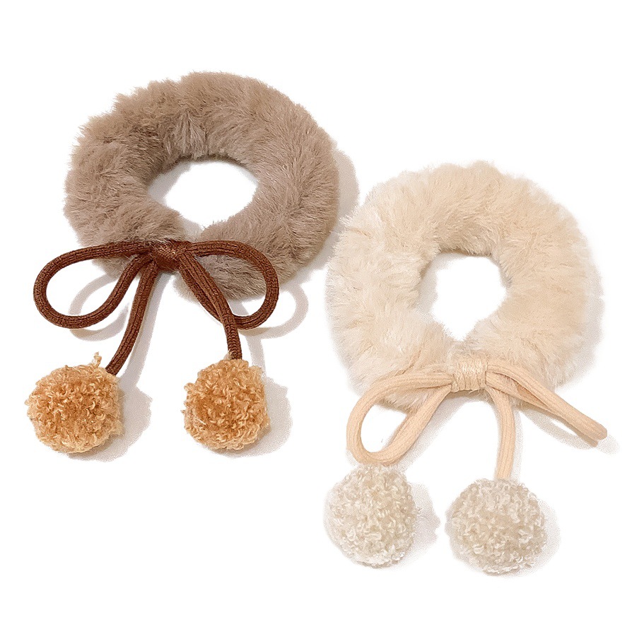 Coletero Elástico para Mujer, Estilo Coreano, Alta Elasticidad, Cuerda para el Cabello con Pompones, Accesorio para el Cabello Bonito, Anillo para el Cabello de Felpa para Otoño e Invierno, Diadema.