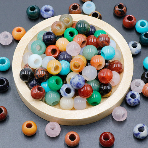 Natural Crystal Agate Powder Crystal 12mm Large Hole Beads Scatter Beads Spacer Beads DIY Hairpin Bracelet Pendant Accessories