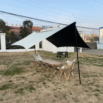 Black rubber canopy tent outdoor camping portable sun protection rain shade picnic equipment (Çadırlar) - morning-mist-white-3-4-people