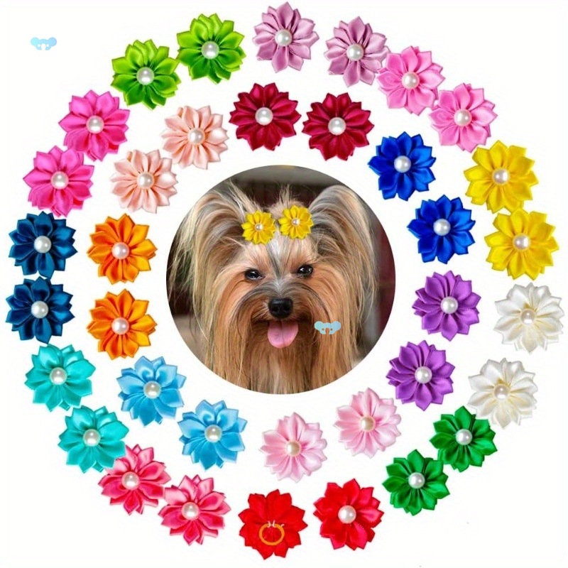35pcs Dog Flower Bow Loose Pet Small Dog Hair Bow with Cross border