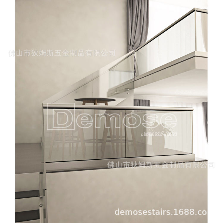 室内楼梯阳台栏杆 走廊钢化玻璃护栏铝合金立柱 不锈钢扶手 厂家