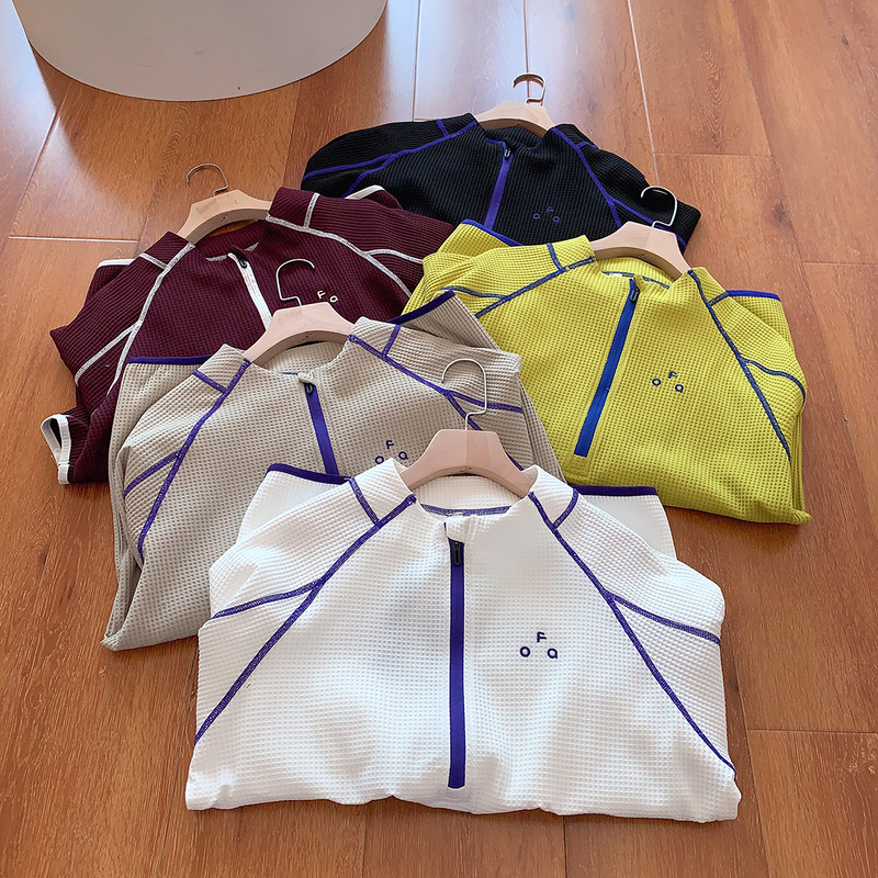 Factory Order Outdoor Mountain Style Couple's Half-Zip Design Color-Blocking Topstitch Sports Long-Sleeve T-Shirt Base Shirt