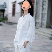 棉麻上衣新款中国风复古盘扣茶服衬衫打坐禅修女式练功太极服