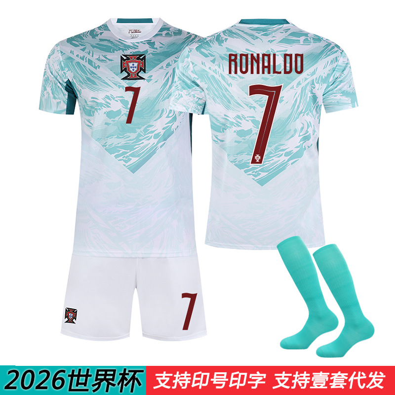 2026葡萄牙客场世界杯儿童足球服套装7号C罗球衣8B费17拉斐尔莱昂