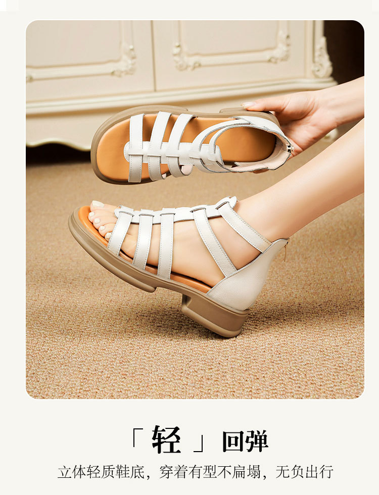 Sandal da thật quai chữ V đế dày mềm mại cho nữ — Màu đen chi tiết 19