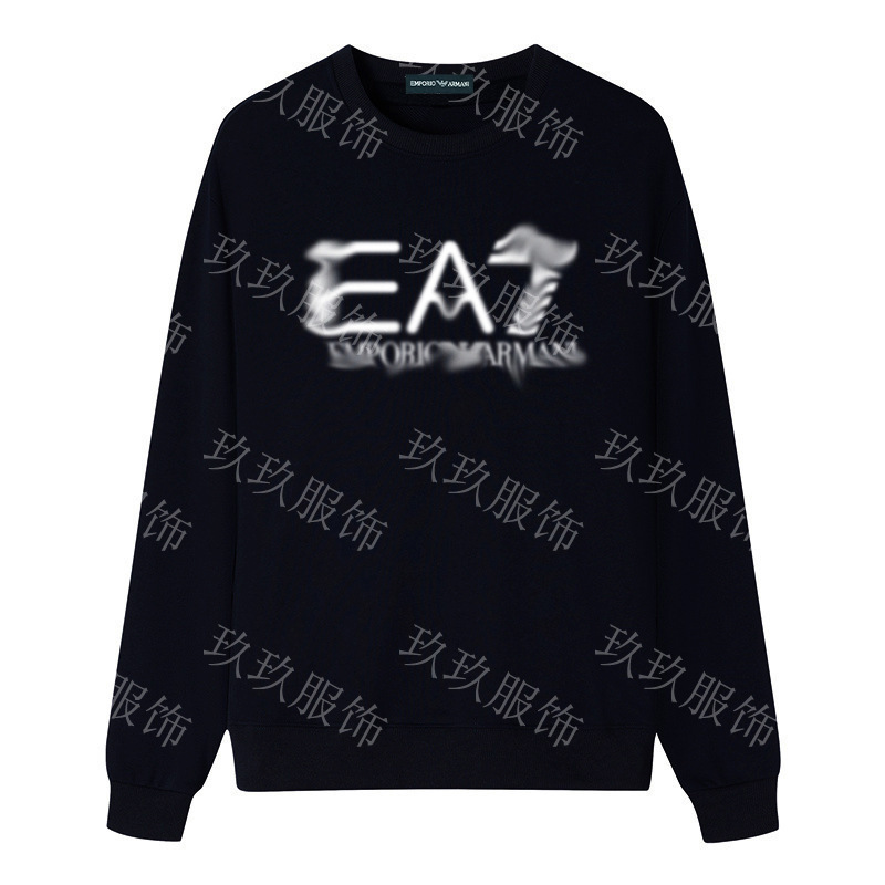 Cross-Border Direct Supply of Printed Pure Cotton Street Fashion Sweatshirts, Round Neck Sweatshirts, Casual Unisex Styles, Large Quantities in Stock