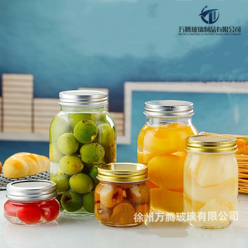 厂家现货玻璃密封储物罐梅森罐玻璃果酱水果罐头酱菜瓶果酱方圆瓶