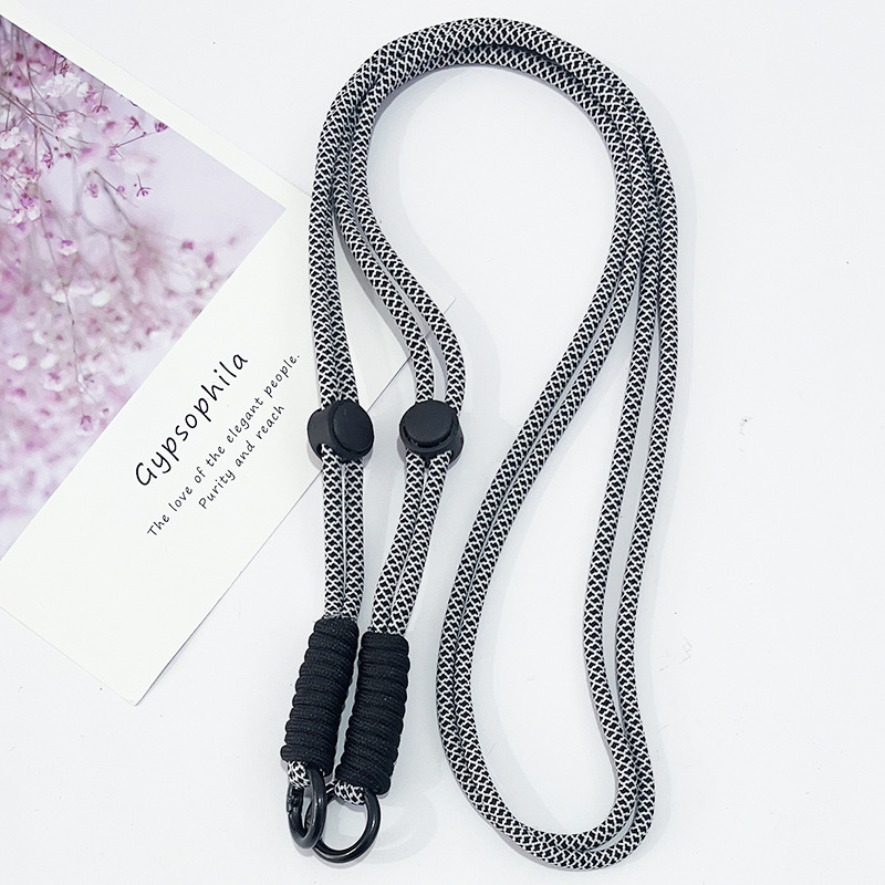 조정 가능한 긴 코드-흑백 블랙 매듭