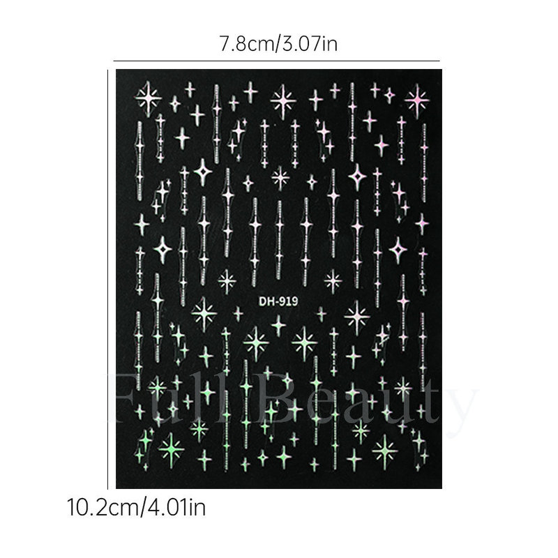 跨境热款美甲贴纸 ins经典色法式线条星芒四芒星太阳之神指甲贴纸|undefined