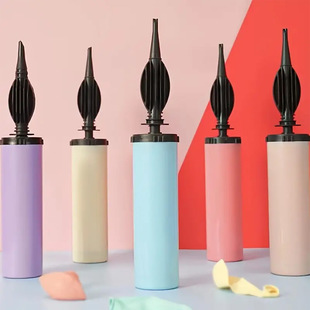 Cross-border random Macaron color hand push plastic pump portable hand push pump balloon inflation tool