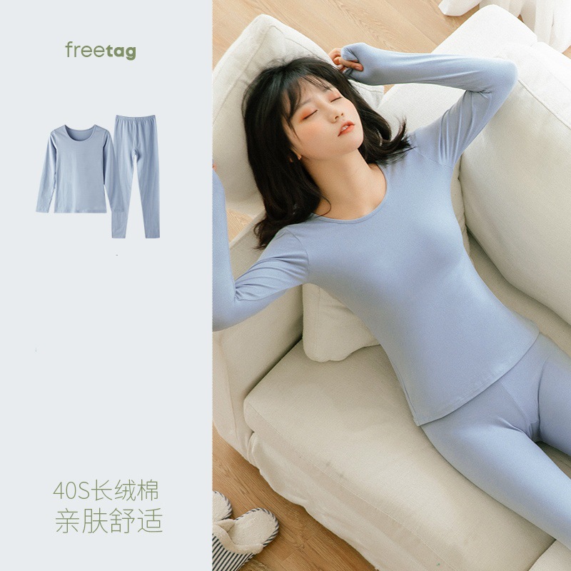 Venta al por mayor de algodón de las mujeres ropa interior térmica traje de otoño pantalones traje nuevos pantalones de manga larga estudiante más tamaño versión coreana