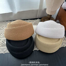 法式赫本风卷边礼帽女春夏高级感透气草编药盒帽显脸小时尚蓓蕾帽