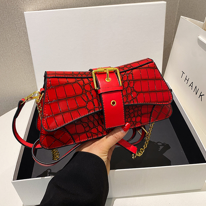 Bolso de la axila retro estilo de Hong Kong 2023 Verano nueva bolsa de la cadena transfronteriza textura hombro patrón de cocodrilo bolsa de mensajero de las mujeres