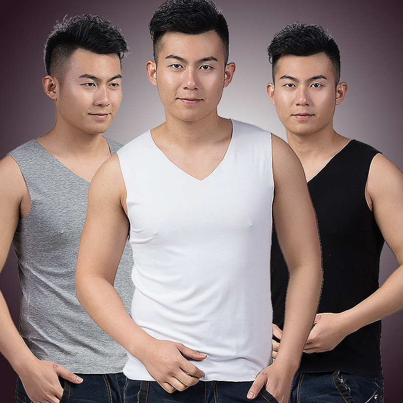 Men's Seamless Modal Vest with Wide Shoulders, Slim Fit, Combed Cotton, Seamless Undershirt for Men, Comfortable and Tight-Fitting for Inner Wear Men's Seamless Modal Vest with Wide Shoulders, Slim Fit, Combed Cotton, Seamless Undershirt for Men, Comfortable and Tight-Fitting for Inner Wear