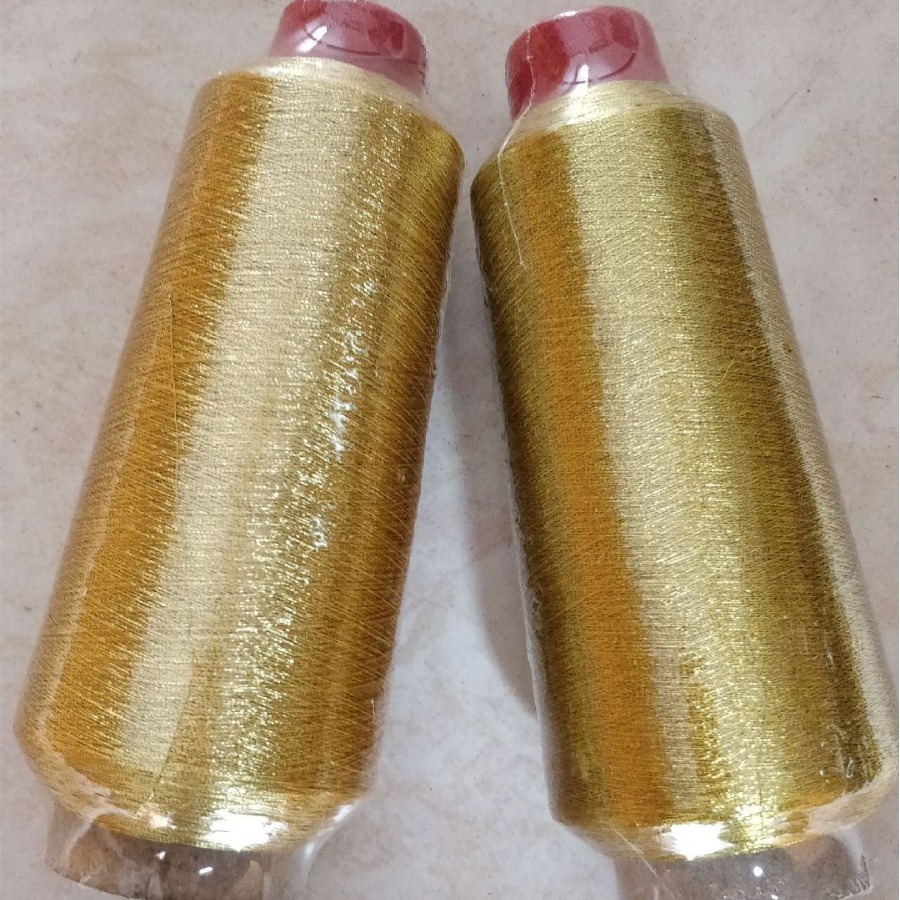 2股细的白丝缠绕麻花状金丝条包裹玫瑰金金属绣花线圣诞绿亮纱