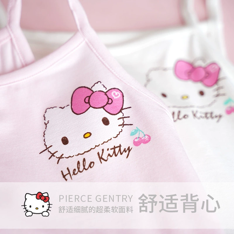 Hello Kitty, детская летняя тонкая базовая топ с чашечками для учеников, коллекция 2023
