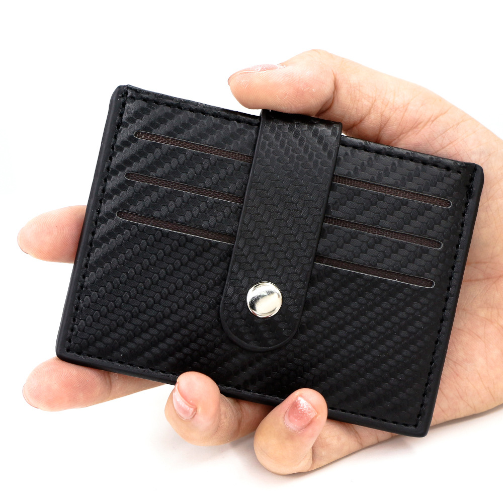 Nueva bolsa de tarjetas delgada de fibra de carbono de moda de negocios multi tarjeta de tarjeta neutra clip pu bolso de cambio bolsa de tarjetas de moda