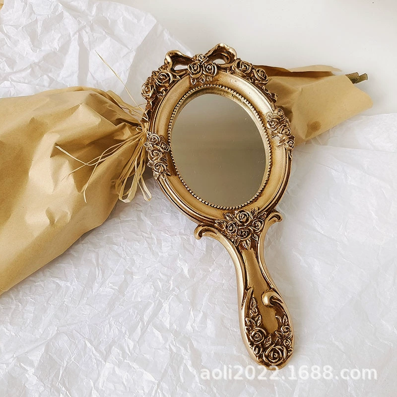 INS wind court European-style retro creative Baroque ручка держатель зеркало для макияжа, зеркало ручной работы