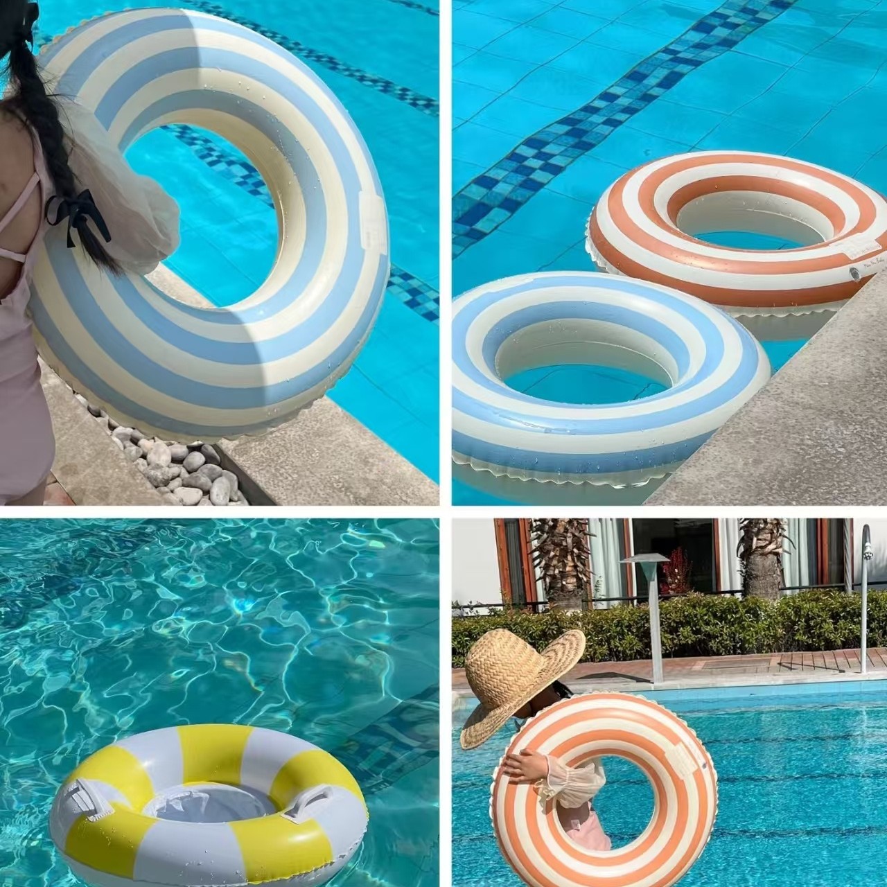 Nuevo anillo de natación para padres e hijos red retro doble bolsa de aire bajo la axila verde engrosado anillo flotante inflable al aire libre
