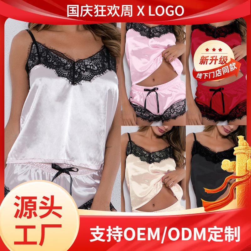 Sexy split pijamas traje correa de encaje split casa Pijamas