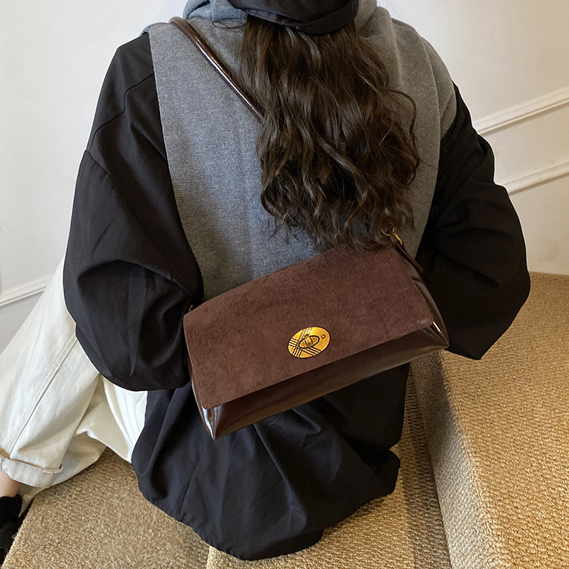 Bolsa de mujer coreana retro de piel de aceite 2025 nueva moda versátil bolso de hombro de alta calidad bolso de braza