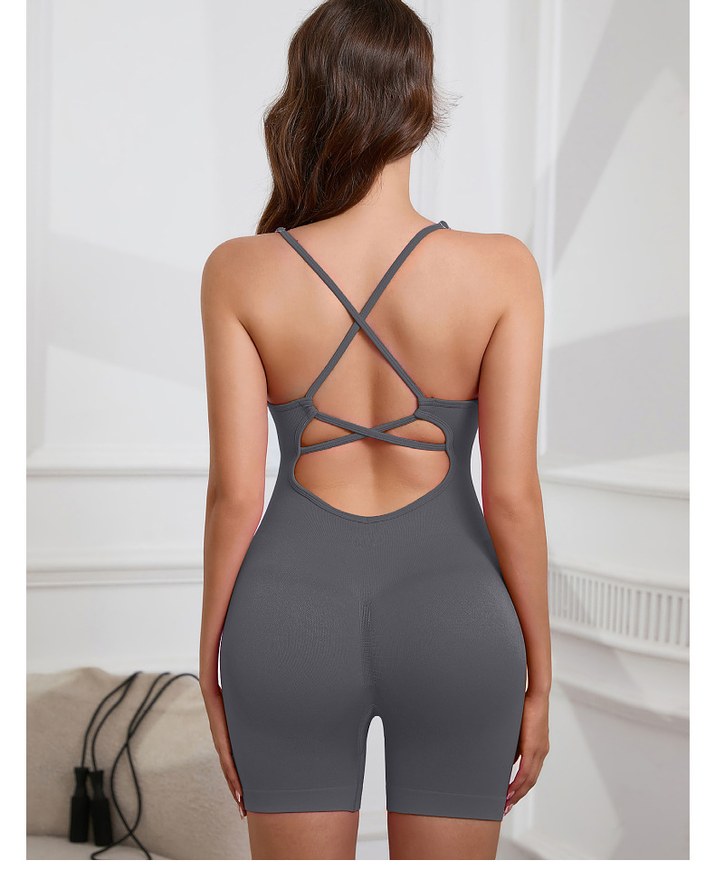 172g Weight Sports Dress Dresses Type Chemical fiber blending Fabric Type Bodysuits Tops Type Gym Occasion Butt Lift Function Fitness Style 22-Color Seamless Yoga Clothes Sexy Beauty Back One-Piece Jumpsuit Fitness Sportswear Women's Bombshell 15