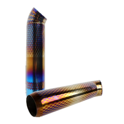Car Modified with Blue-Coated Stainless Exhaust pipe - grilled-blue-style-b