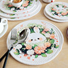 Meal pad printed meal cushion retro home insulation pad round plate cotton rope knot knitting table cushion