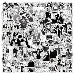 100枚の混合白黒の日漫画のキャラクターの小さいステッカーはDIYのアイデアの冷蔵庫のコンピュータの携帯の携帯のケースのコップのシールを貼ります。
