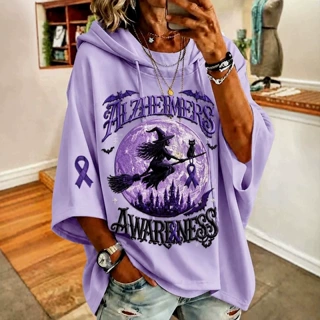 秋季欧美2026新款春秋季女性七分袖万圣节休闲连帽卫衣POD