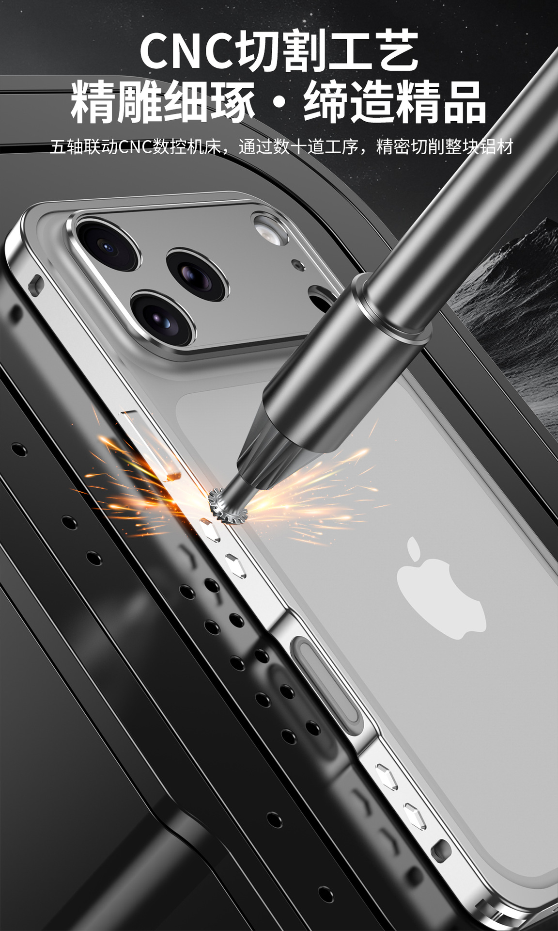 Ốp lưng viền kim loại chống sốc cho iPhone 17 Pro Max / 17 Air / 16 Pro – kiểu khung viền có nắp bảo vệ camera — Cam, Bạc, Đen, Xanh chi tiết 6