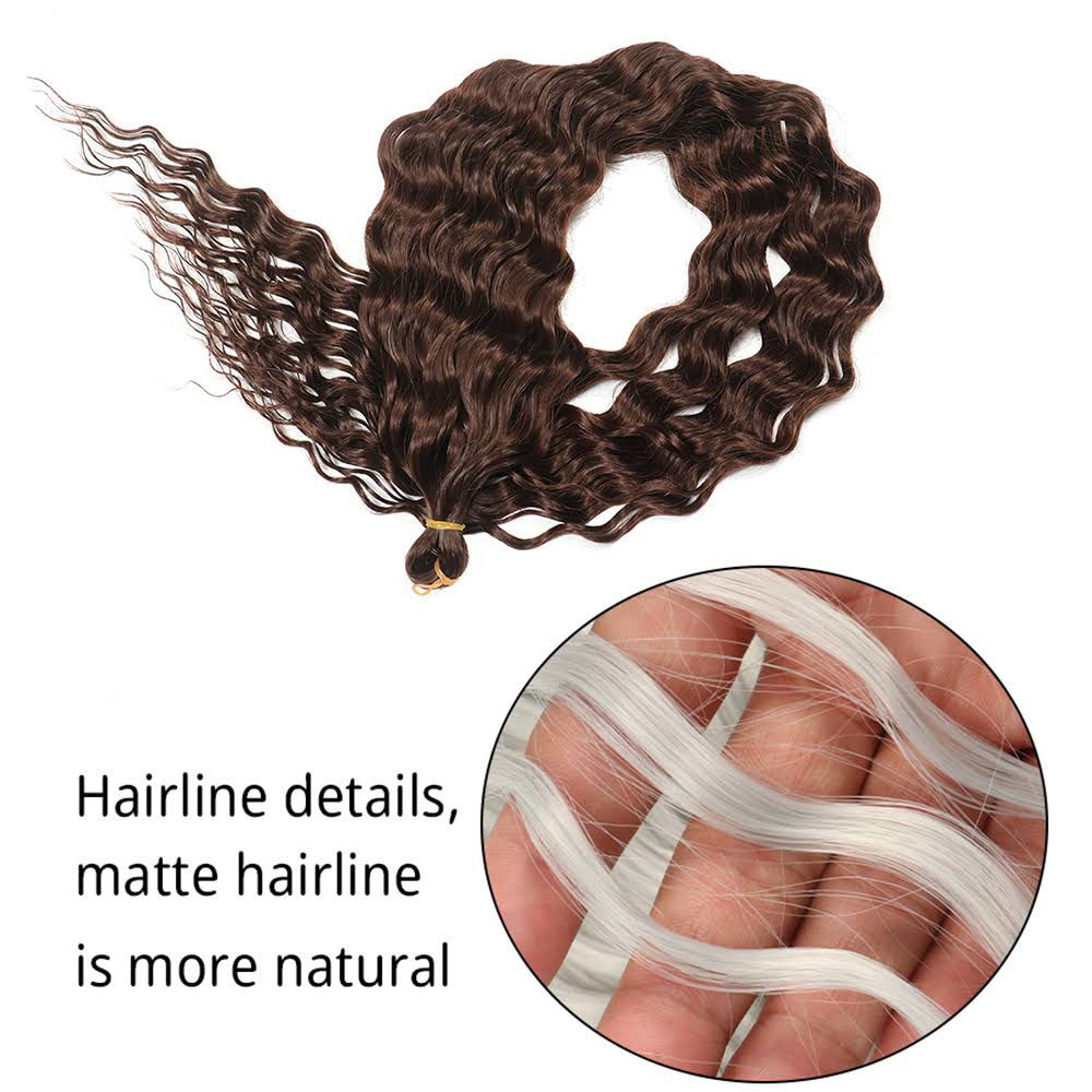 Syntetiskt hår Virkningsteknik för lågtemperatur djupa lockiga gardiner 22 tums vågig virkning_voghion.com