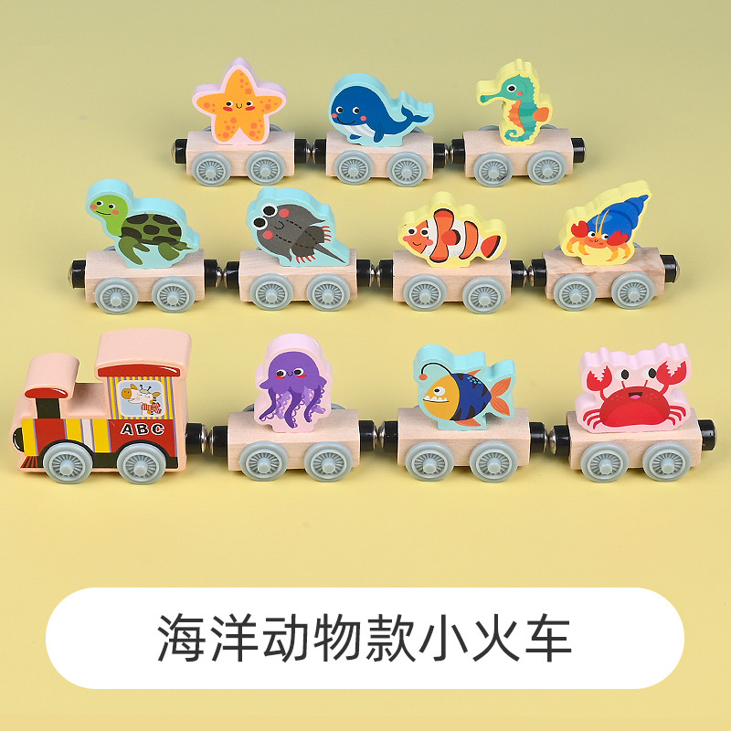 Tren magnético CPC CE, juguetes educativos de madera para bebés, bloques de construcción de dinosaurios, coche de ensamblaje, juguetes educativos para niños