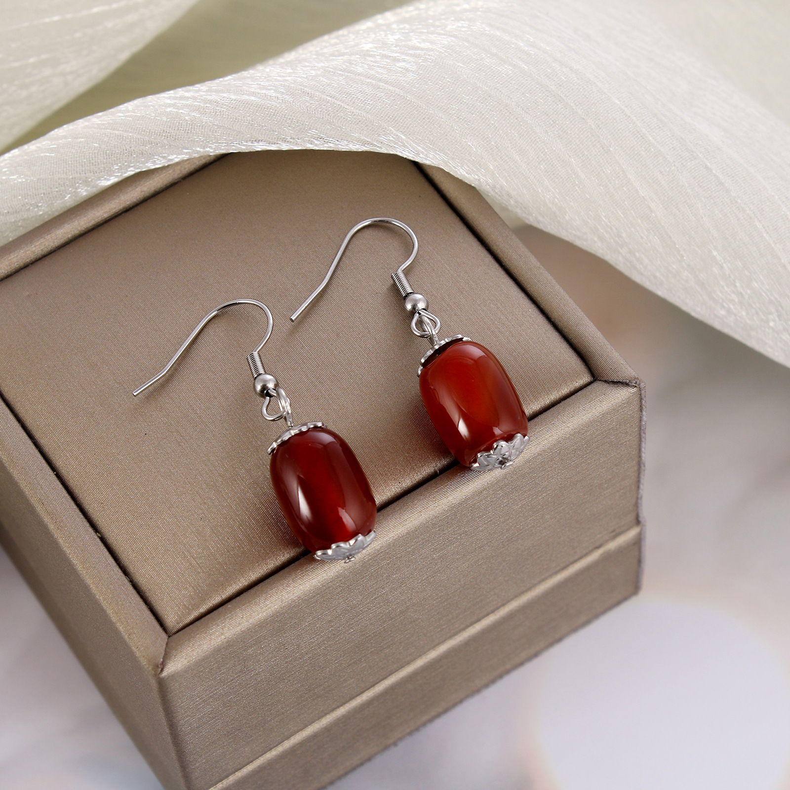 Simple Style Geometric Agate Plating Drop Earrings 1 Pair