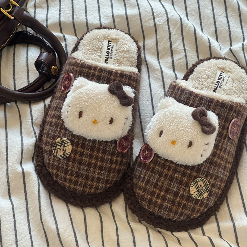 三丽鸥正版棉拖鞋女冬天室内家居毛绒拖鞋冬季居家加绒保暖毛拖鞋