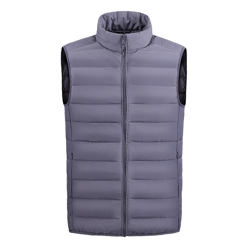 men's autumn and winter lightweight down jackets warm vests men's stand-up collar large size loose short back vest_voghion.com