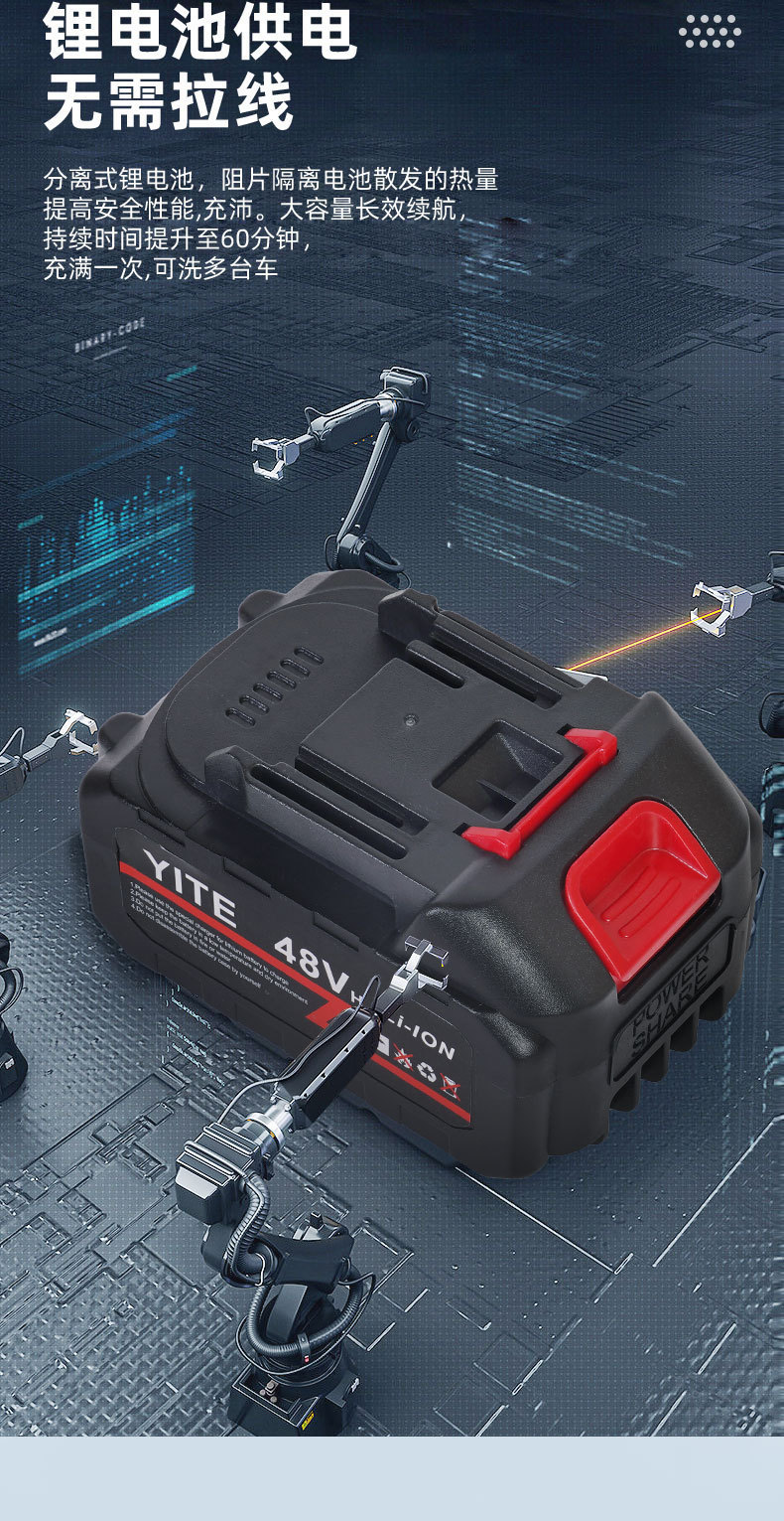 Home-use lithium battery high-pressure water gun wireless car wash machine set, rechargeable outdoor car washer