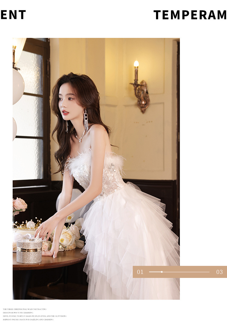 Đầm dạ hội cao cấp trắng tinh tế, thiết kế ôm body quyến rũ — Váy tiên nữ lông vũ màu trắng, Màu đen chi tiết 11