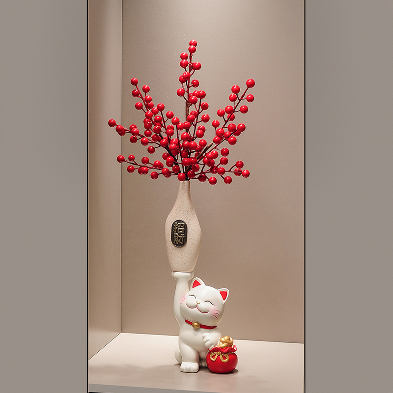 入户门玄关猫细长竖高花瓶摆件感客厅电视柜花艺装饰礼品|undefined